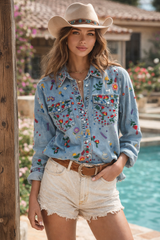 Soleil Prairie Embroidered Shirt: S
