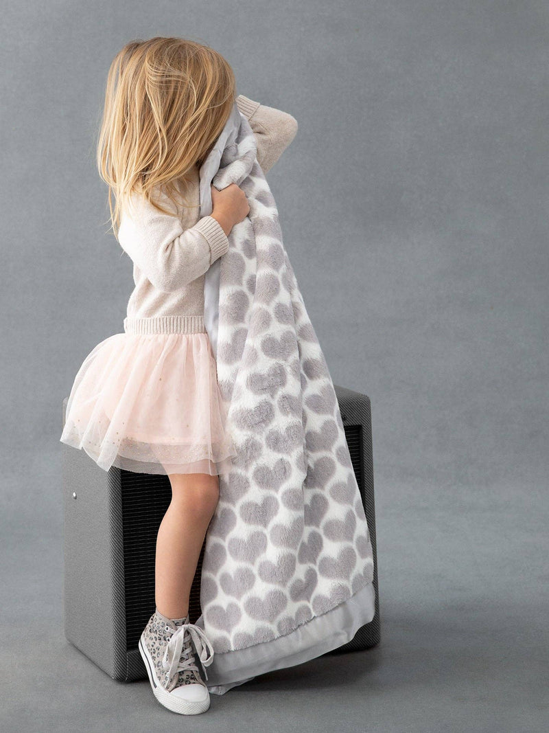 Little Giraffe - Luxe™ Heart Army Baby Blanket: Silver