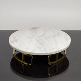 India Handicrafts Inc - w Marble & Gold Rnd Cake Stand
