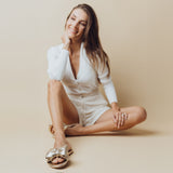 Rafie Gold Bow Slide Sandal