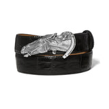 Charleston Lady Belt in black with horse head buckle