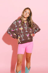 Queen of Sparkles - Brown Cosmo Sweatshirt