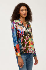 Johnny Was Norih Shirt - Fabiana Scarf, front, sleeves rolled