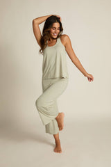 Faceplant Dreams - Wide-leg Capri Pant: Aqua Mist / Large