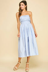 SHIRRING DETAILED SLEEVELESS MIDI DRESS - 6608D: COBALT BLUE / M