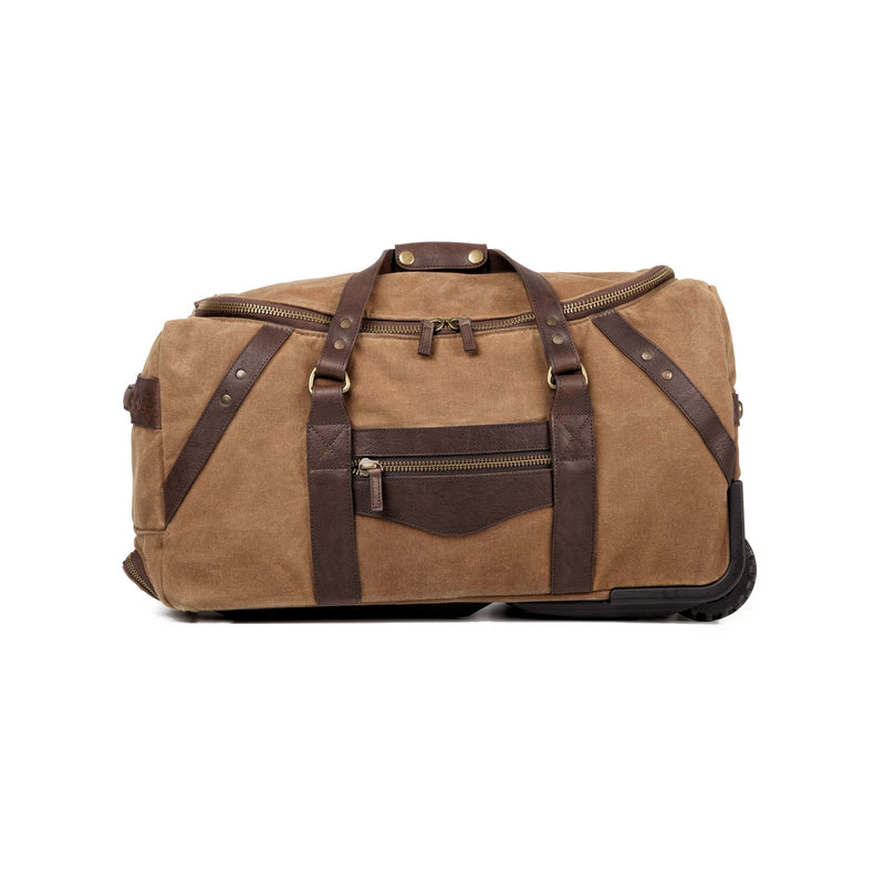 Campaign - Campaign Collection - Campaign Waxed Canvas Rolling Carry-On Duffle - Smoke / Brown