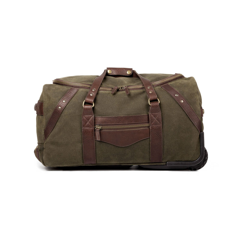 Campaign - Campaign Collection - Campaign Waxed Canvas Rolling Carry-On Duffle - Smoke / Forest