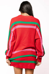 Queen of Sparkles - Red Green & Pink ?Sleigh Queen’ Stripe S