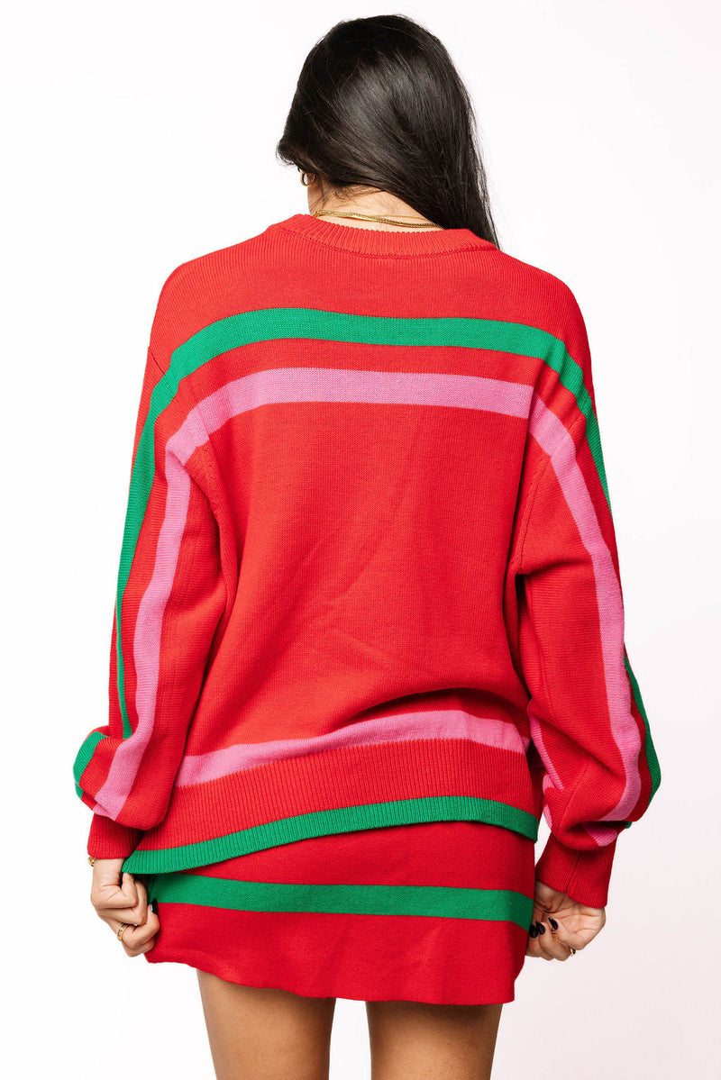 Queen of Sparkles - Red Green & Pink ?Sleigh Queen’ Stripe S