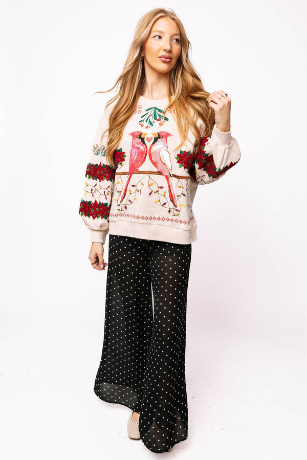 Queen of Sparkles - Beige Christmas Cardinals Under