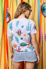 Queen of Sparkles - Lavender Scattered Cactus Tee