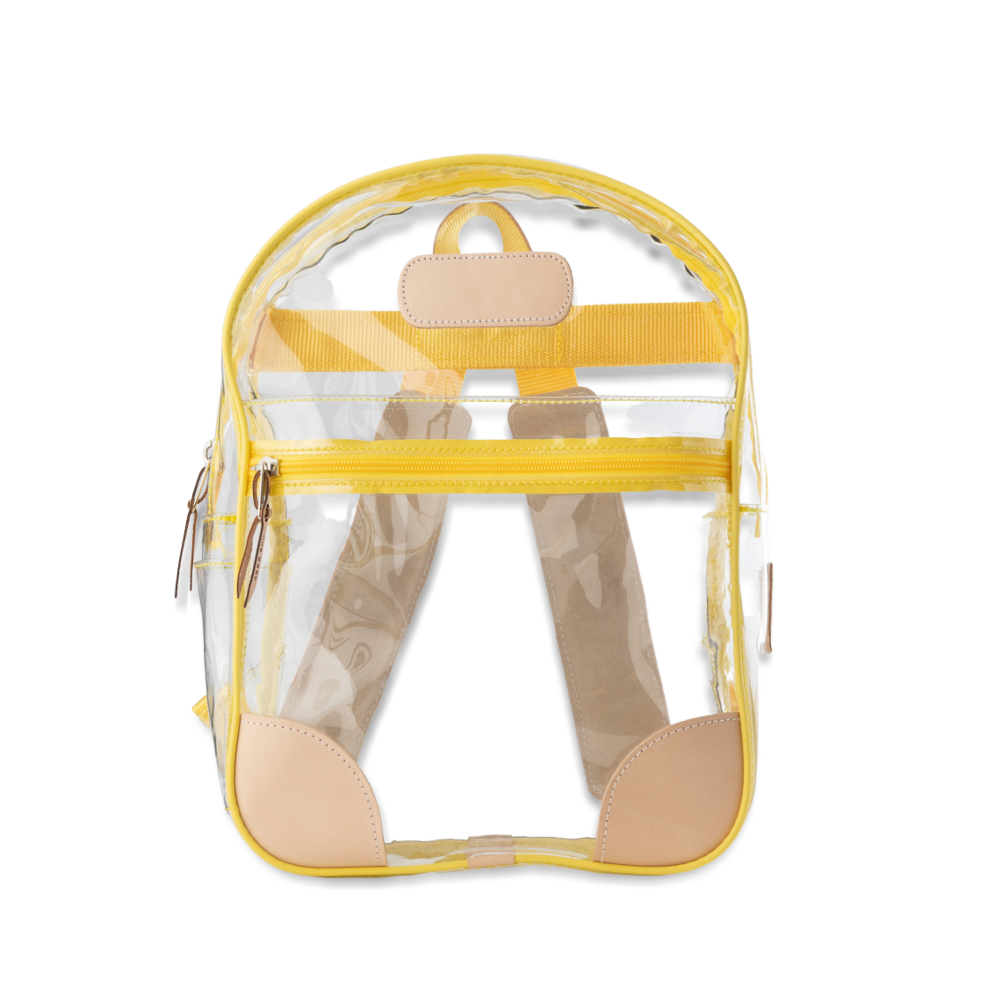clear backpack with leather trim Jon Hart Design Clear Backpack Lemon Webbing