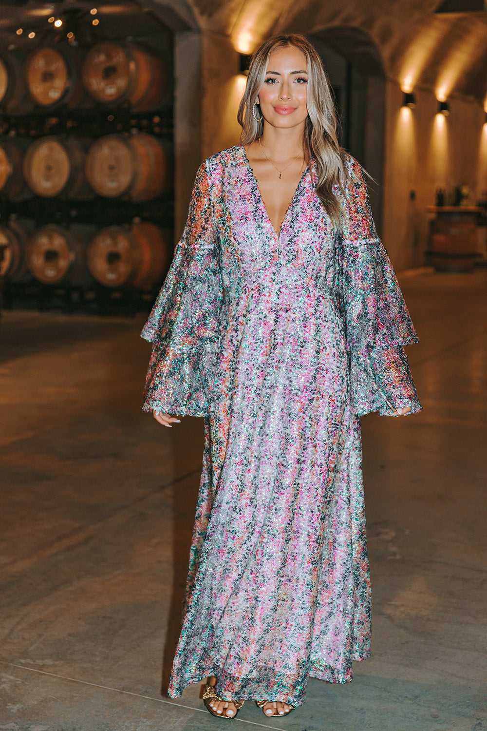 BuddyLove Colette Long Sleeve Maxi Dress - Flash