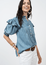 Ivy Jane - Denim Ruffled Shoulder