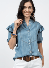 Ivy Jane - Denim Ruffled Shoulder