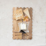 Scalloped Mango Wood Cheese Board with Knife by Creative Co-op