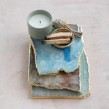Blue Agate Slab with Gold Edge by Creative Co-op