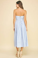 SHIRRING DETAILED SLEEVELESS MIDI DRESS - 6608D: COBALT BLUE / M