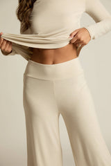 Faceplant Dreams - Wide-leg Capri Pant: Oatmeal / Large