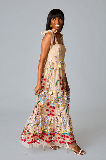 Edie Tie-Shoulder Maxi Dress