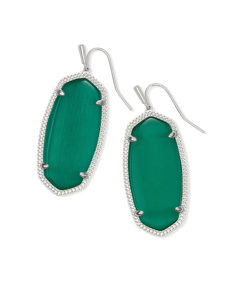 Kendra Scott - Elle Drop Earrings In Silver Emerald Cats Eye