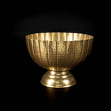 India Handicrafts Inc - 12’’ Gold Hammered Grooved Pedestal