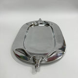 India Handicrafts Inc - Silver Bull Tray Oval