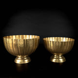India Handicrafts Inc - 12’’ Gold Hammered Grooved Pedestal