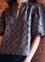 Marcie Top in Chocolate Brown by Finley Shirts - detail crop