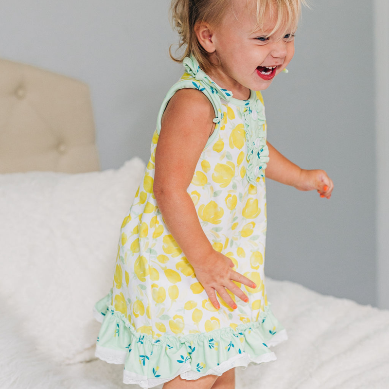 Sugar Bee Clothing - Gown with Bloomers - Sunny Blooms - 5t
