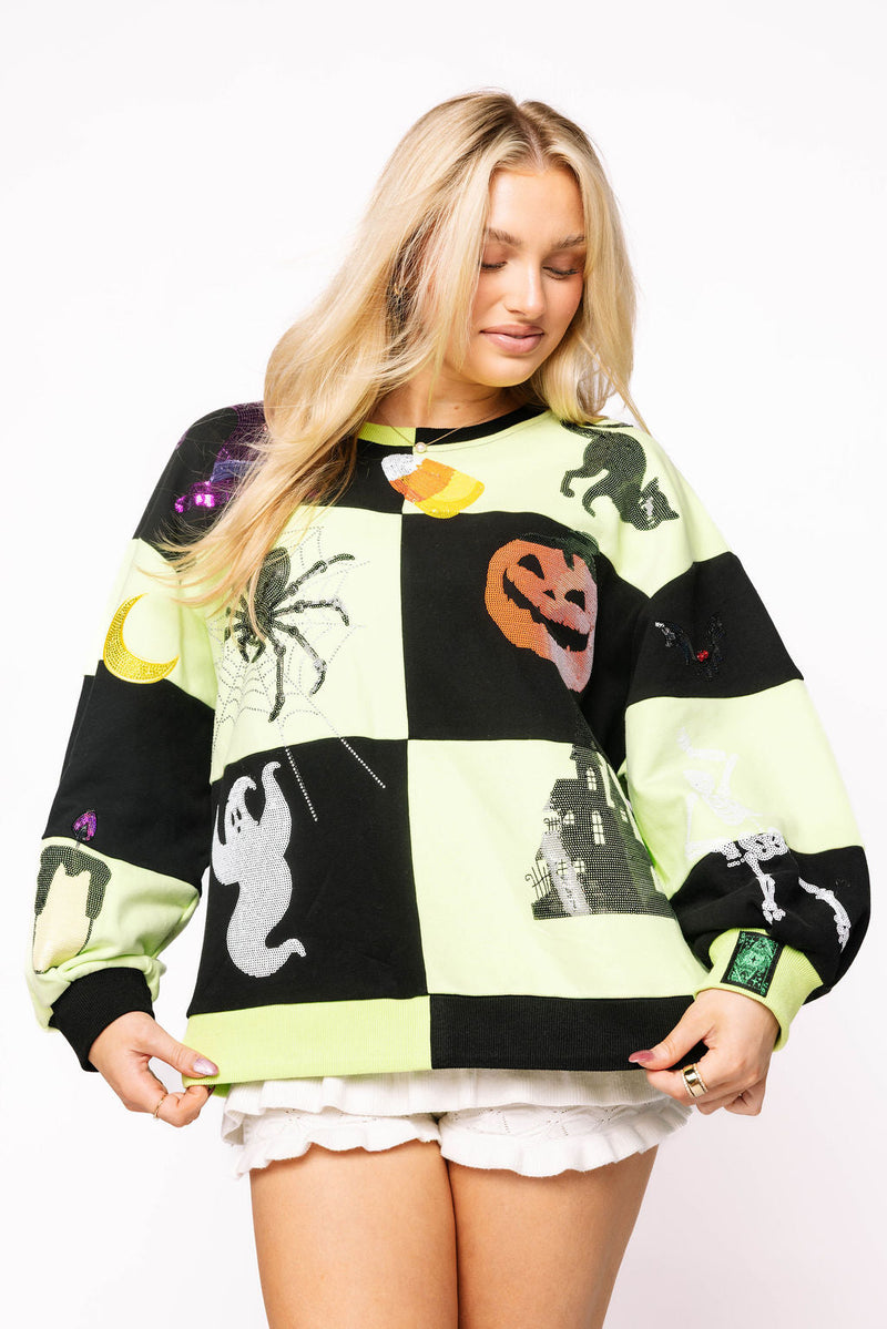 Queen of Sparkles - Light Green & Black Checkered Halloween