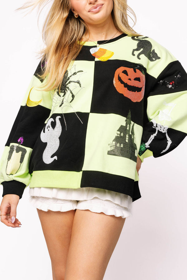 Queen of Sparkles - Light Green & Black Checkered Halloween