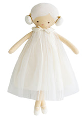 Lulu Doll 48cm in ivory, featuring soft linen and tulle dress, perfect for developmental play.