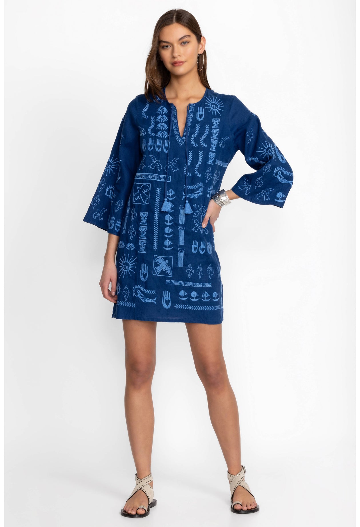johnny was silk kimono dress Johnny Was Women's Neon Jungle Blue Mix Tiered Dress, Size Medium, Floral