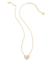 Ari Heart Gold Pendant Necklace in Rose Quartz by Kendra Scott