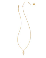 Cross Gold Pendant Necklace in White Lab Grown Opal by Kendra Scott