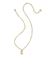 Bubble Letter E Gold Short Pendant Necklace by Kendra Scott