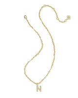 Bubble Letter N Gold Short Pendant Necklace by Kendra Scott