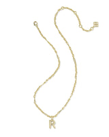 Bubble Letter R Gold Short Pendant Necklace by Kendra Scott