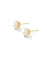 Cailin Gold Crystal Stud Earrings in White Iridescent Crystal by Kendra Scott