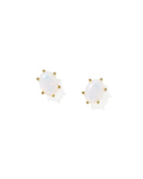 Cailin Gold Crystal Stud Earrings in White Iridescent Crystal by Kendra Scott