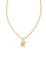 Crystal Letter K Gold Short Pendant Necklace in White Crystal by Kendra Scott