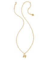 Crystal Letter M Gold Short Pendant Necklace in White Crystal by Kendra Scott