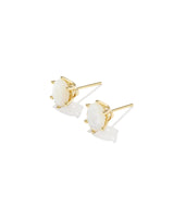 Cailin Gold Crystal Stud Earrings in Ivory Mother-of-Pearl by Kendra Scott