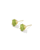 Cailin Gold Crystal Stud Earrings in Light Green Crystal by Kendra Scott