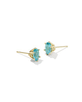Cailin Gold Crystal Stud Earrings in Aqua Crystal by Kendra Scott