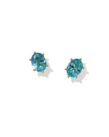 Cailin Gold Crystal Stud Earrings in Aqua Crystal by Kendra Scott