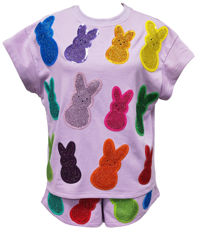 Queen of Sparkles - T-shirt - Lavender Sequin Multi Peeps
