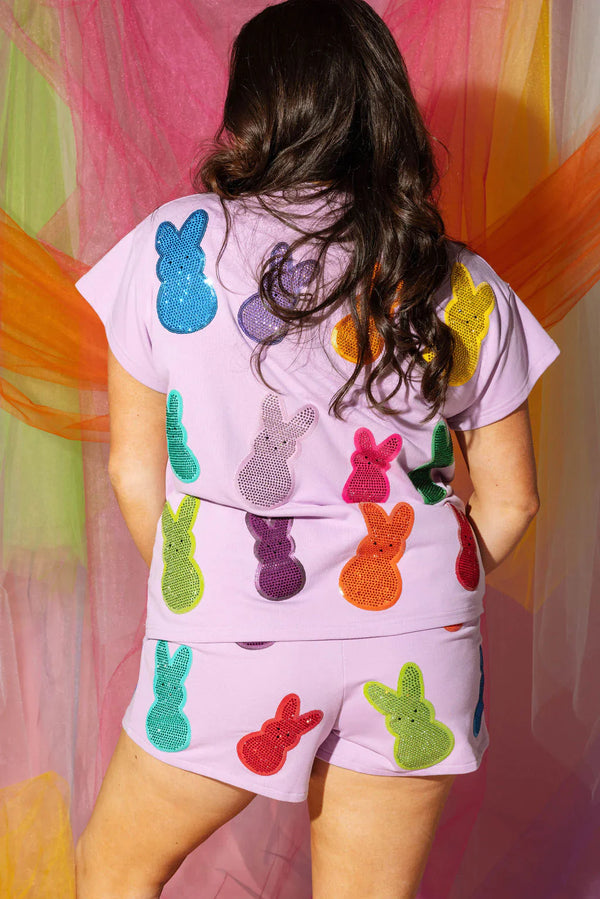 Queen of Sparkles - T-shirt - Lavender Sequin Multi Peeps
