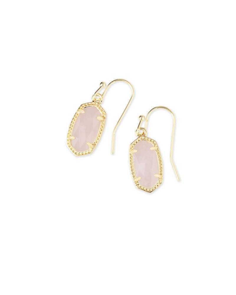 Kendra Scott - Lee Gold Drop Earrings Rose Quartz